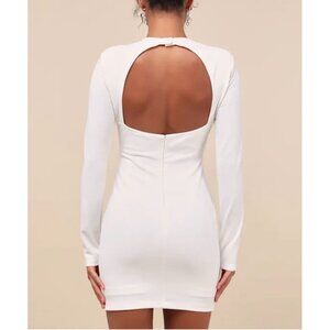 Lulus All That You Wish For White Mock Neck Cutout Bodycon Dress Sz XS Womens Wh